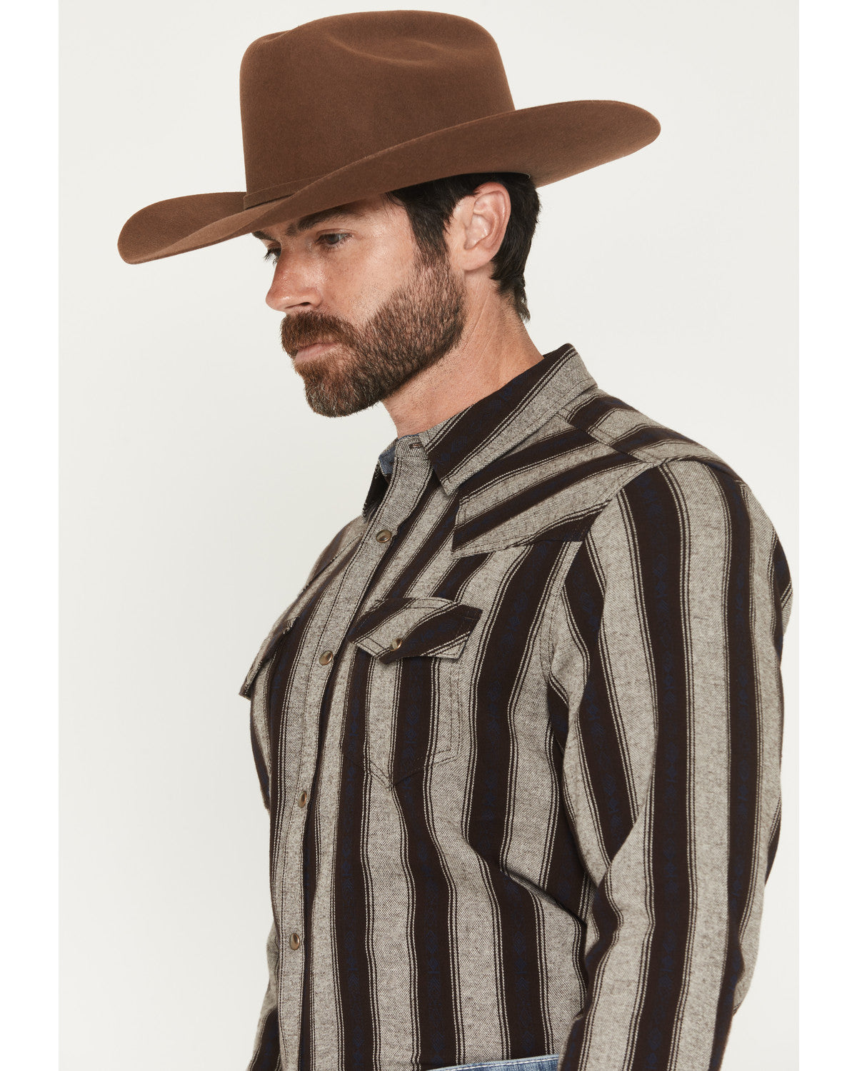 Cody James Men's Deluxe Dobby Stripe Print Long Sleeve Snap Flannel Sh