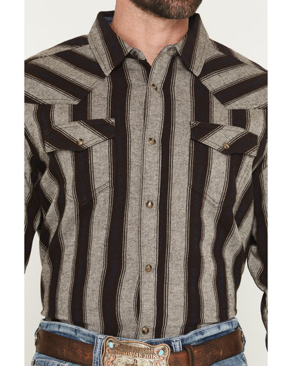Cody James Men's Deluxe Dobby Stripe Print Long Sleeve Snap Flannel Sh