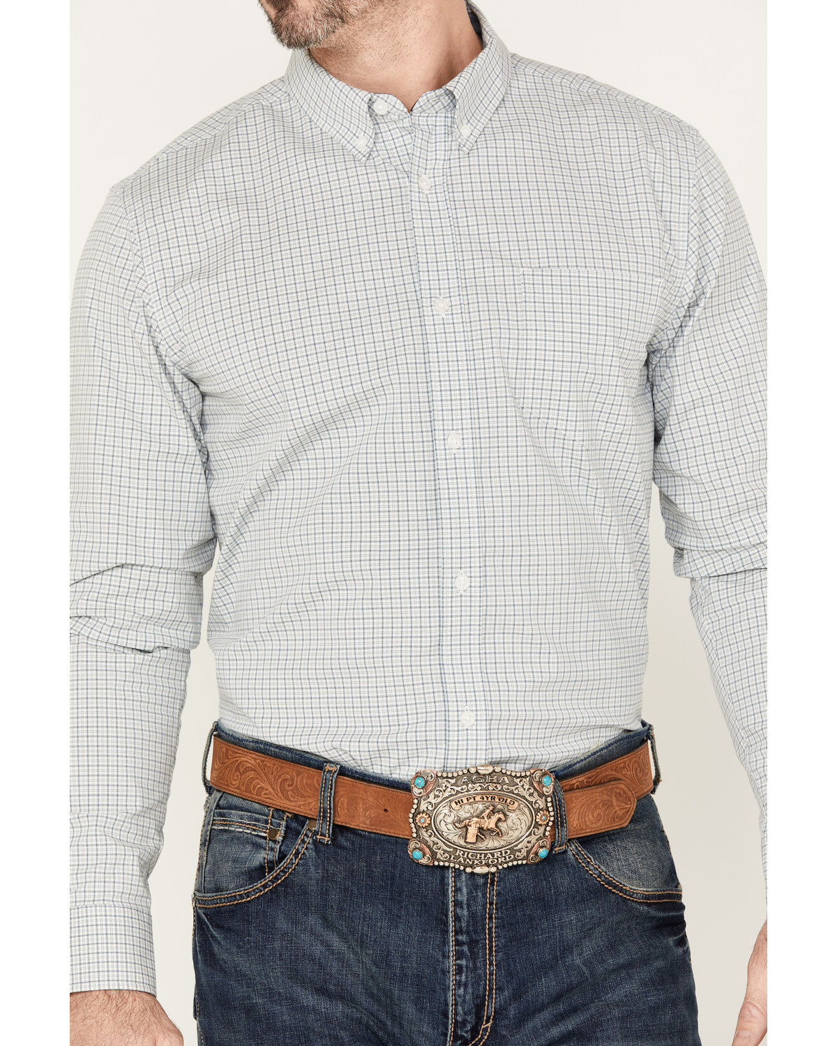 Cody James Men's Hoof Plaid Print Long Sleeve Button-Down Western Shir