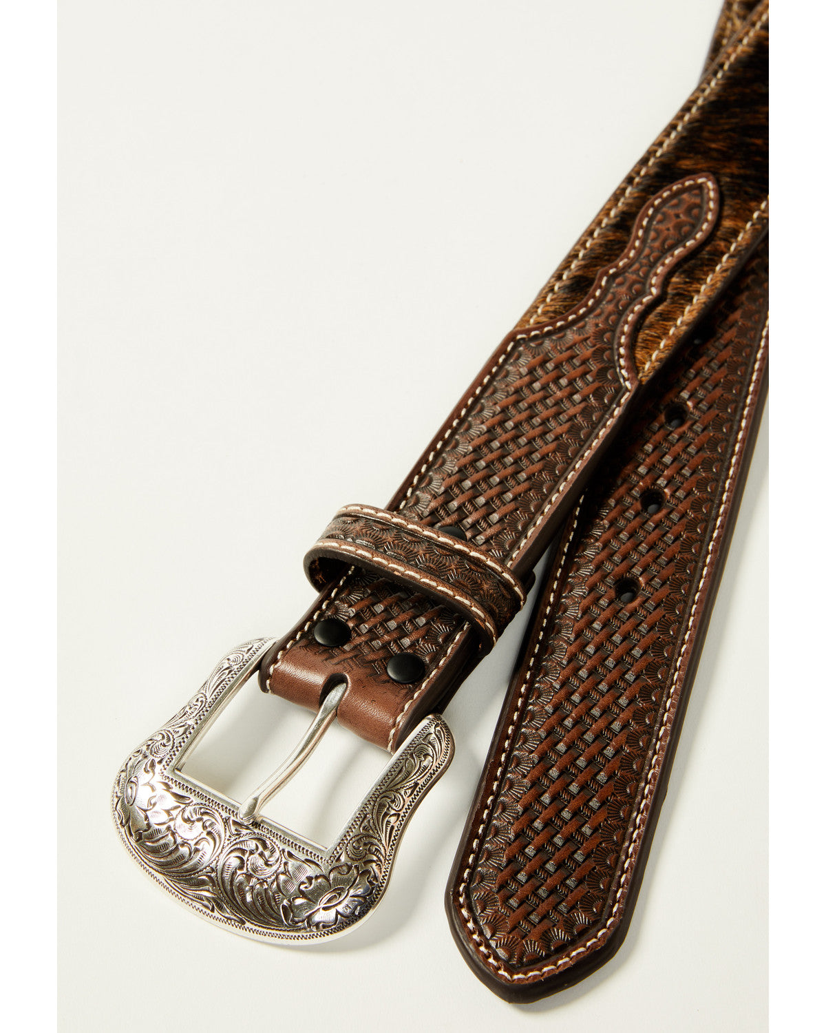 Cody James Men's Hair-On Concho Leather Belt