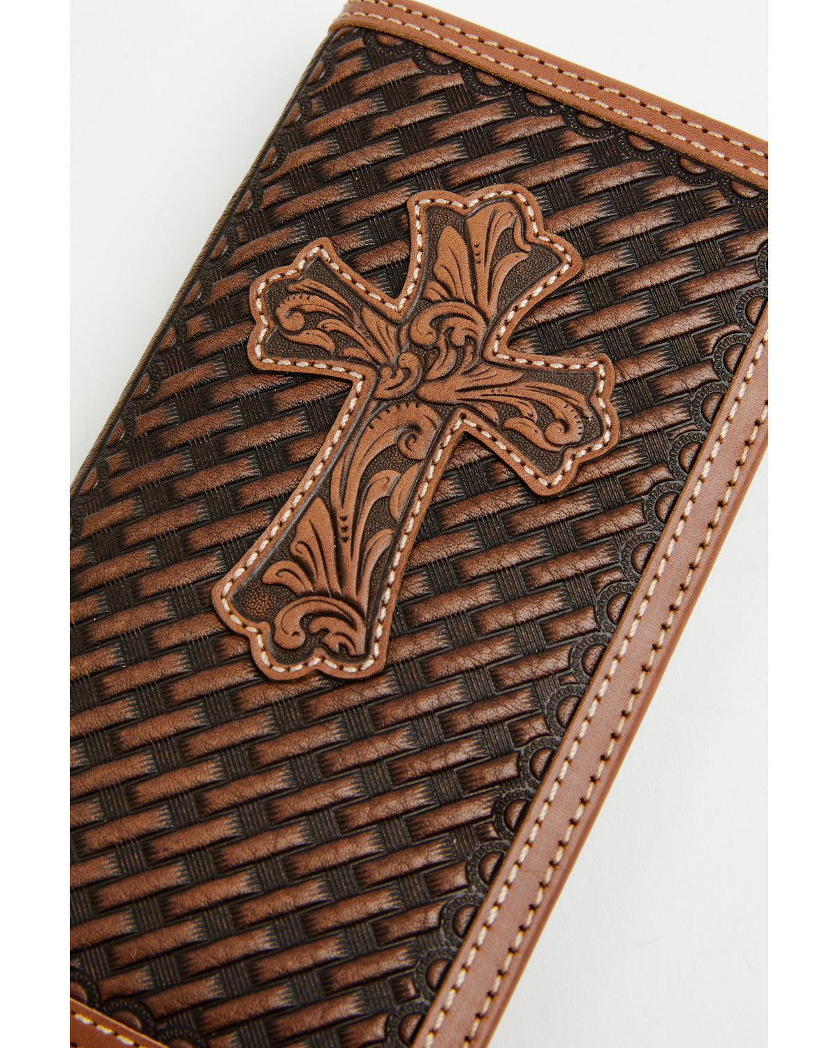 Cody James Men's Wells Basketweave Cross Leather Rodeo Wallet