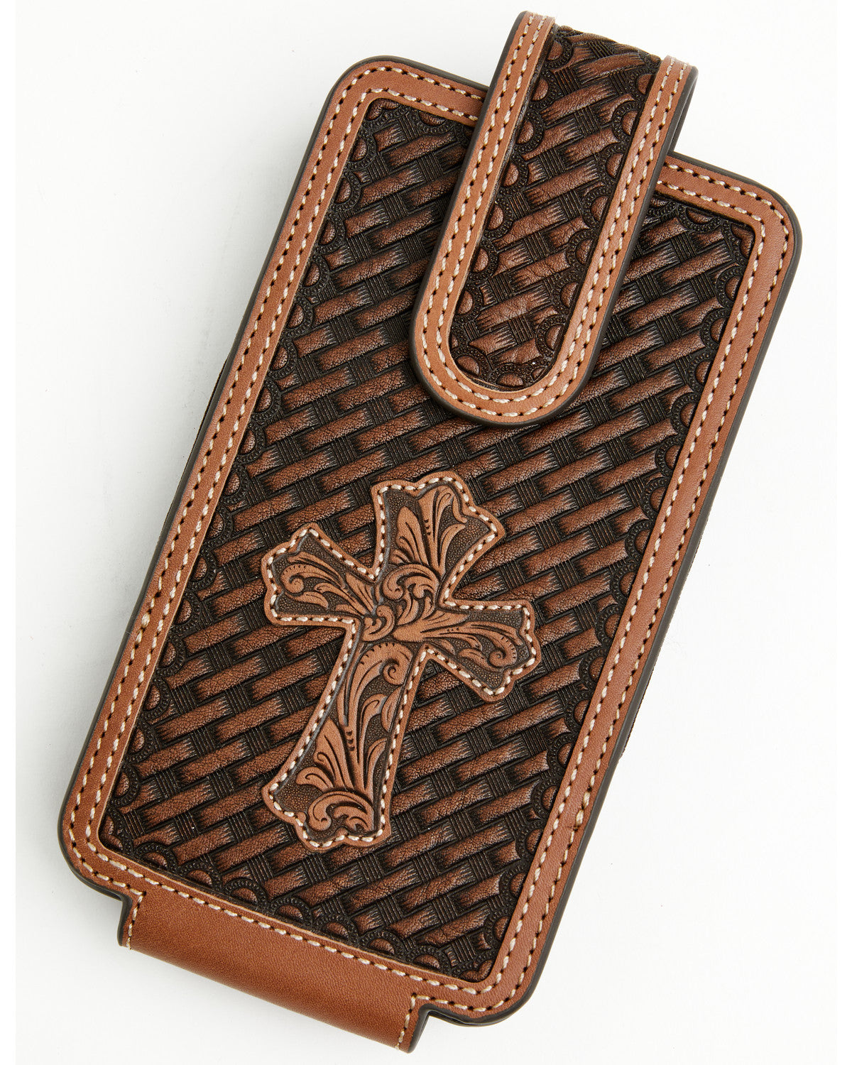Cody James Men's Wells Basketweave Cross Leather Cell Phone Case