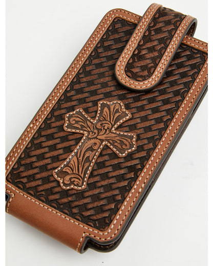 Cody James Men's Wells Basketweave Cross Leather Cell Phone Case