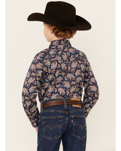 Cody James Boys' Grand Finale Paisley Print Long Sleeve Snap Western S