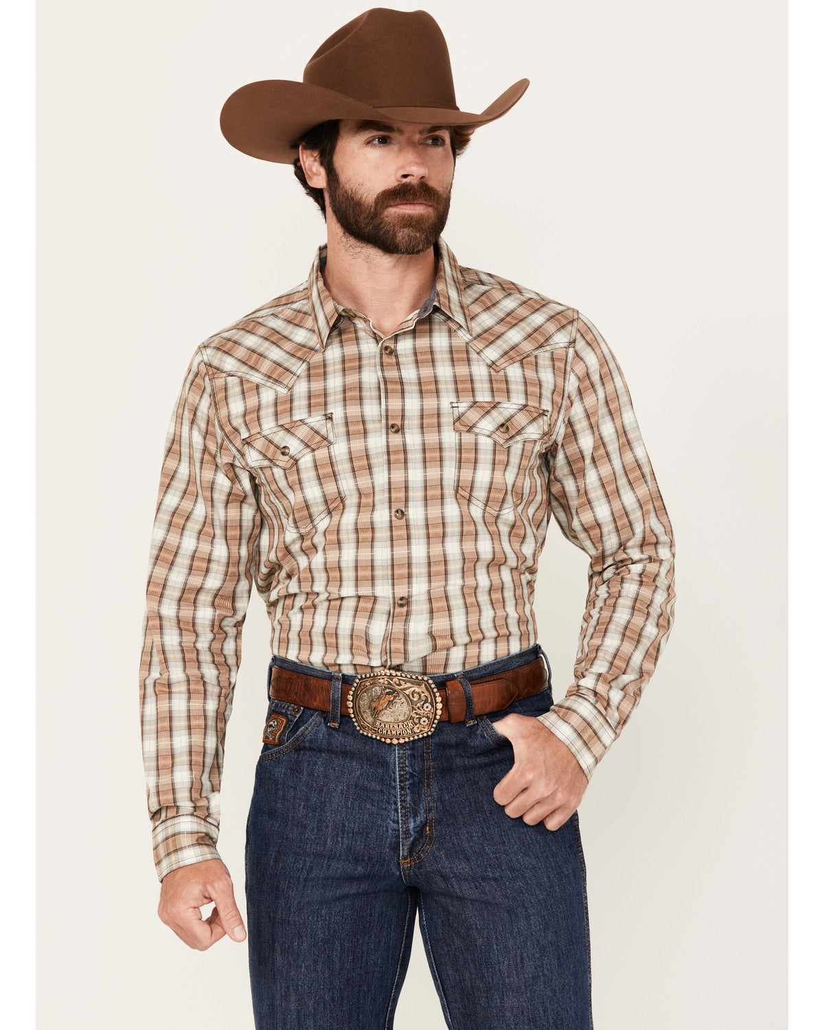 Cody James Men's Buck Off Plaid Print Long Sleeve Snap Western Shirt