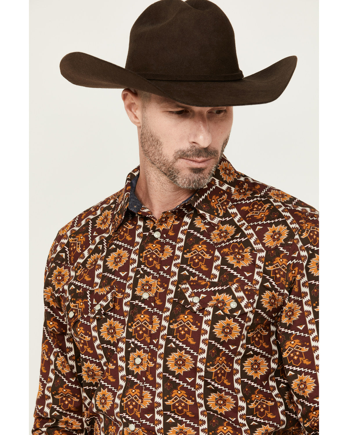 Cody James Men's Row Boat Southwestern Print Long Sleeve Snap Western