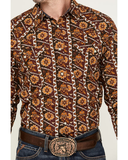 Cody James Men's Row Boat Southwestern Print Long Sleeve Snap Western