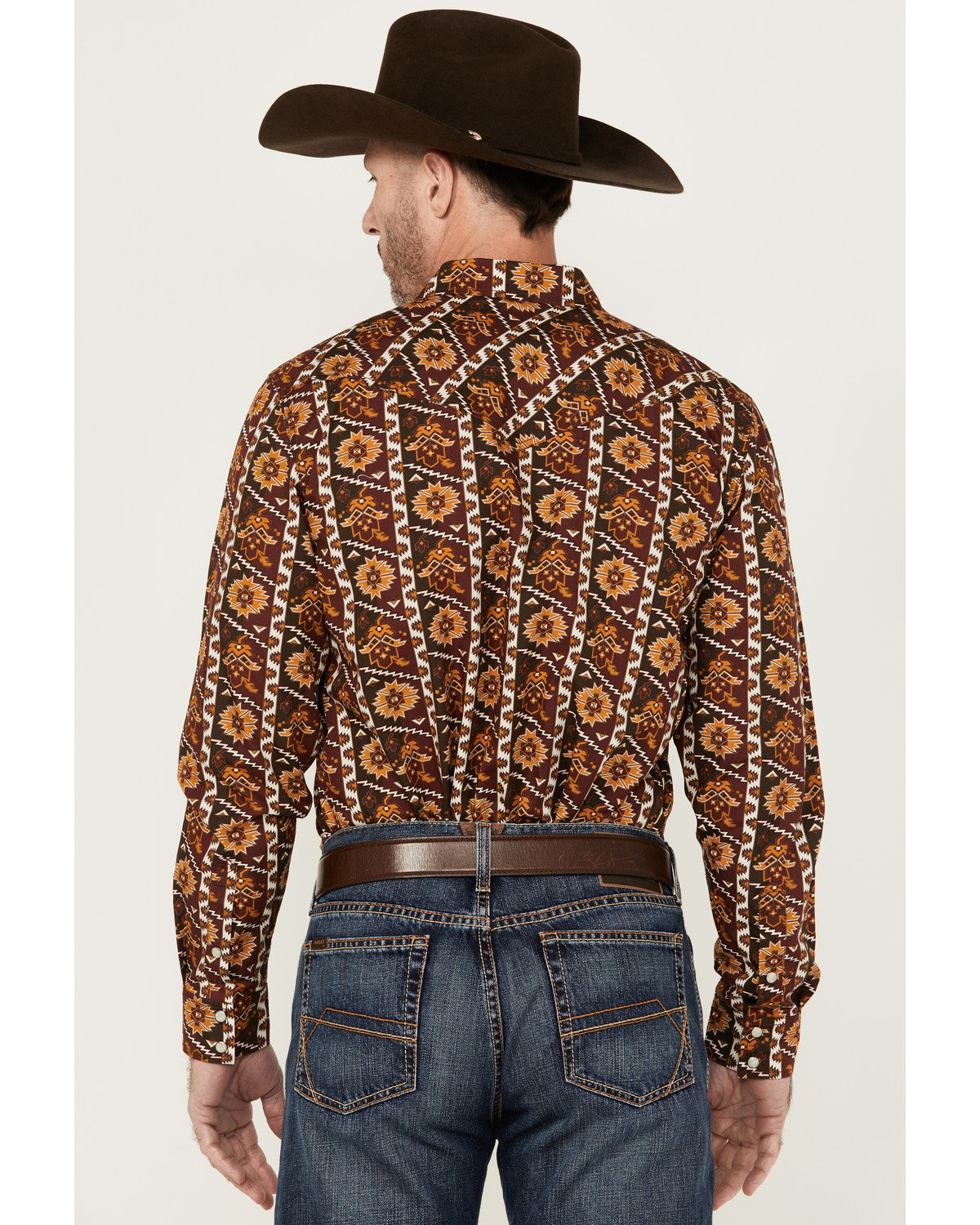 Cody James Men's Row Boat Southwestern Print Long Sleeve Snap Western