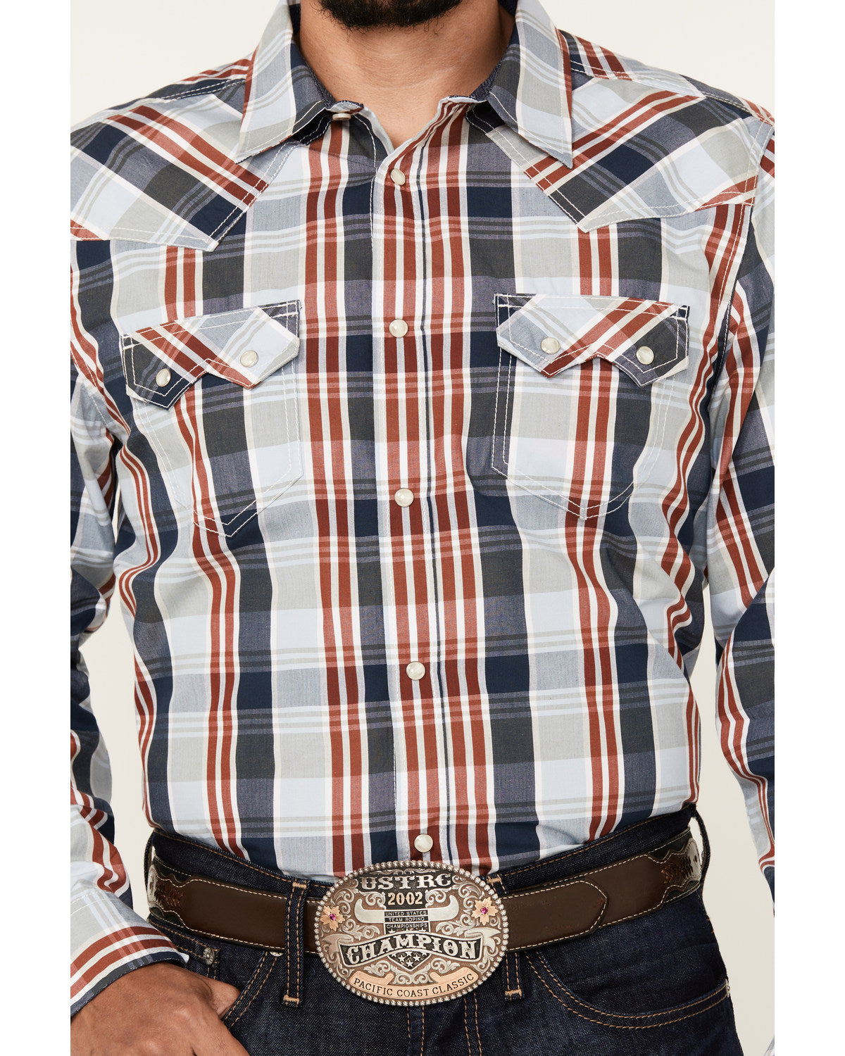 Cody James Men's Simple Life Plaid Print Long Sleeve Snap Western Shir