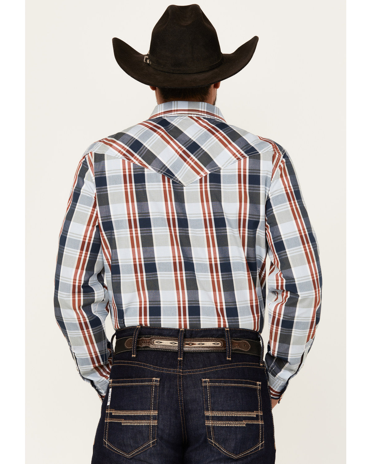 Cody James Men's Simple Life Plaid Print Long Sleeve Snap Western Shir