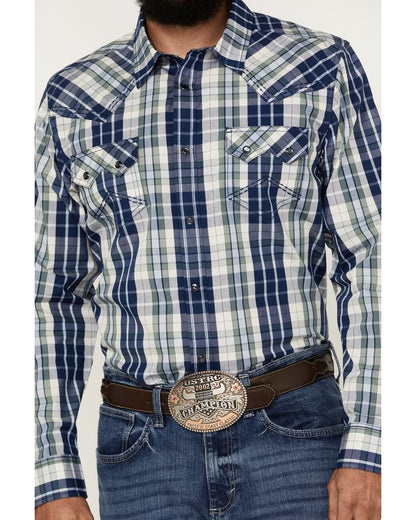 Cody James Men's Cole Plaid Print Long Sleeve Pearl Snap Western Shirt
