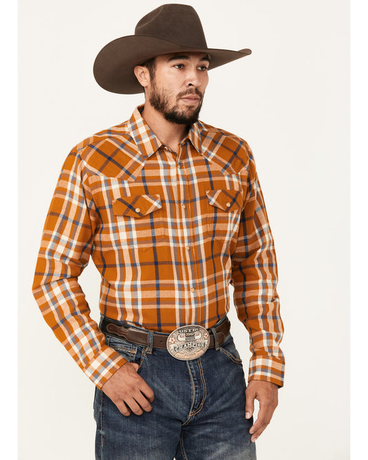 Cody James Men's Tidal Wave Plaid Print Long Sleeve Snap Western Flann
