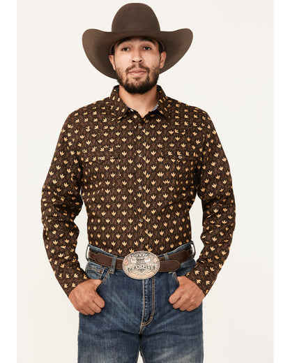 Cody James Men's Reign In Striped Print Long Sleeve Snap Western Shirt