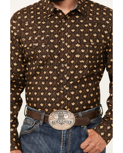 Cody James Men's Reign In Striped Print Long Sleeve Snap Western Shirt