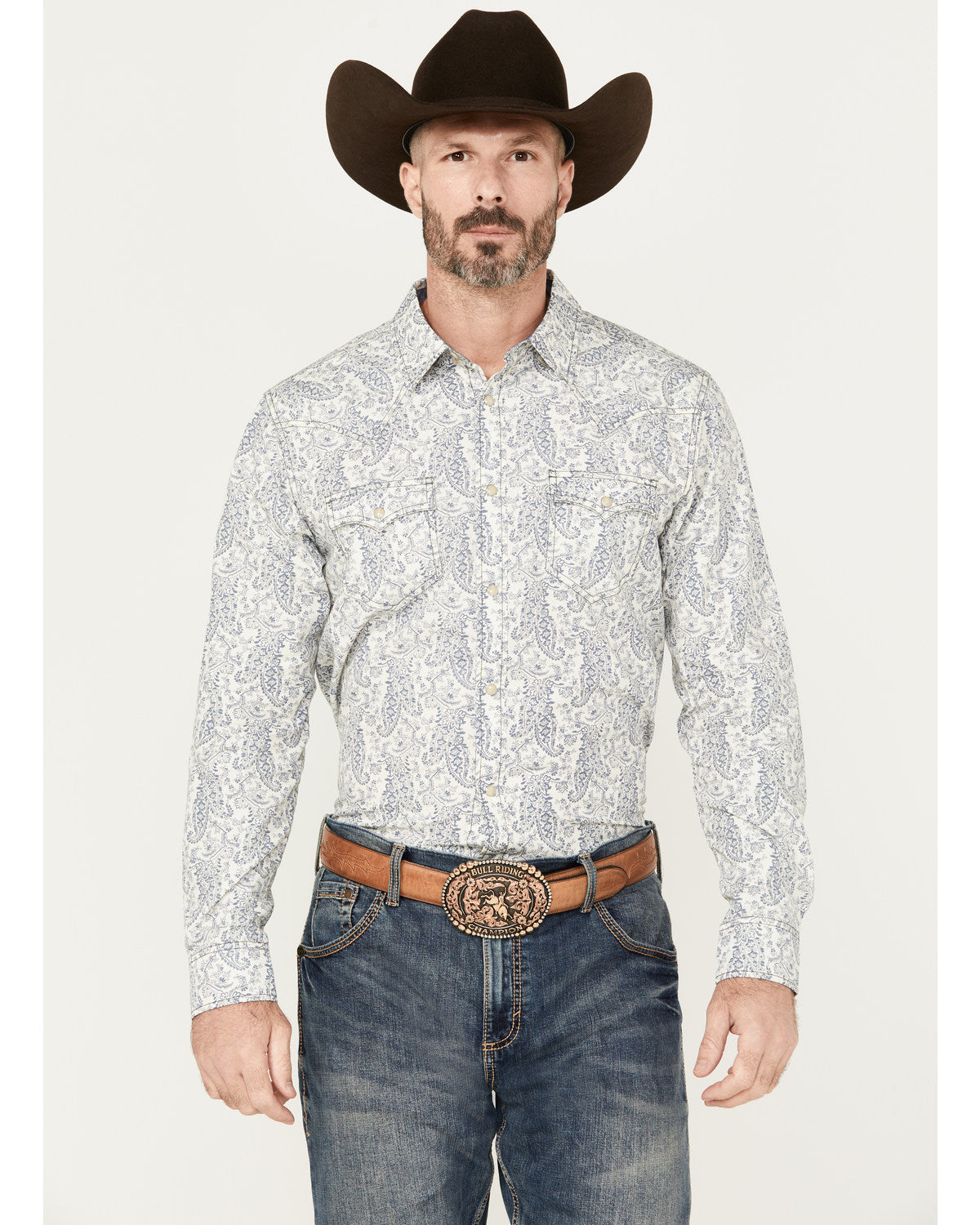 Cody James Men's Dagget Paisley Print Long Sleeve Snap Western Shirt -