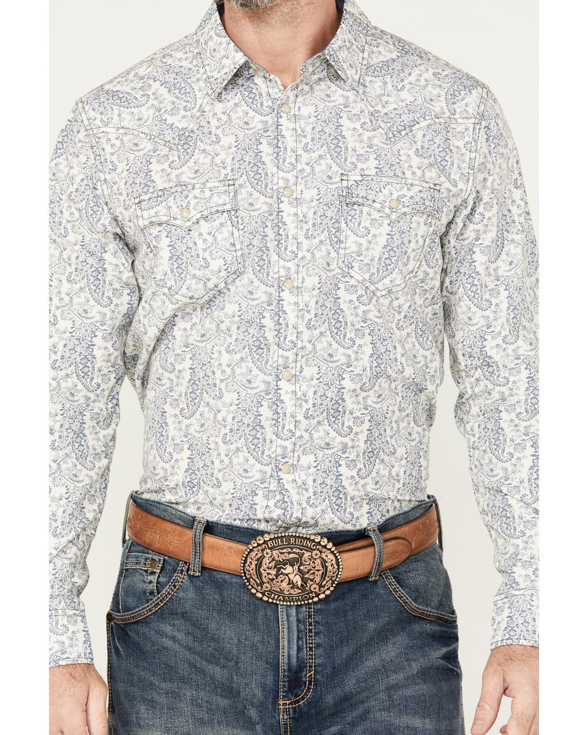 Cody James Men's Dagget Paisley Print Long Sleeve Snap Western Shirt -