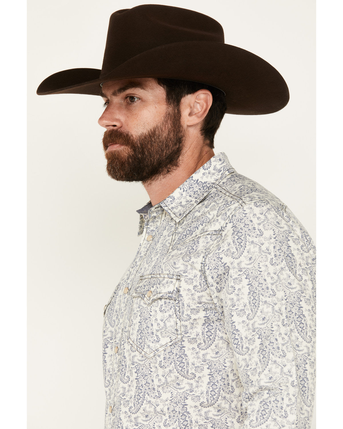 Cody James Men's Dagget Paisley Print Long Sleeve Snap Western Shirt -