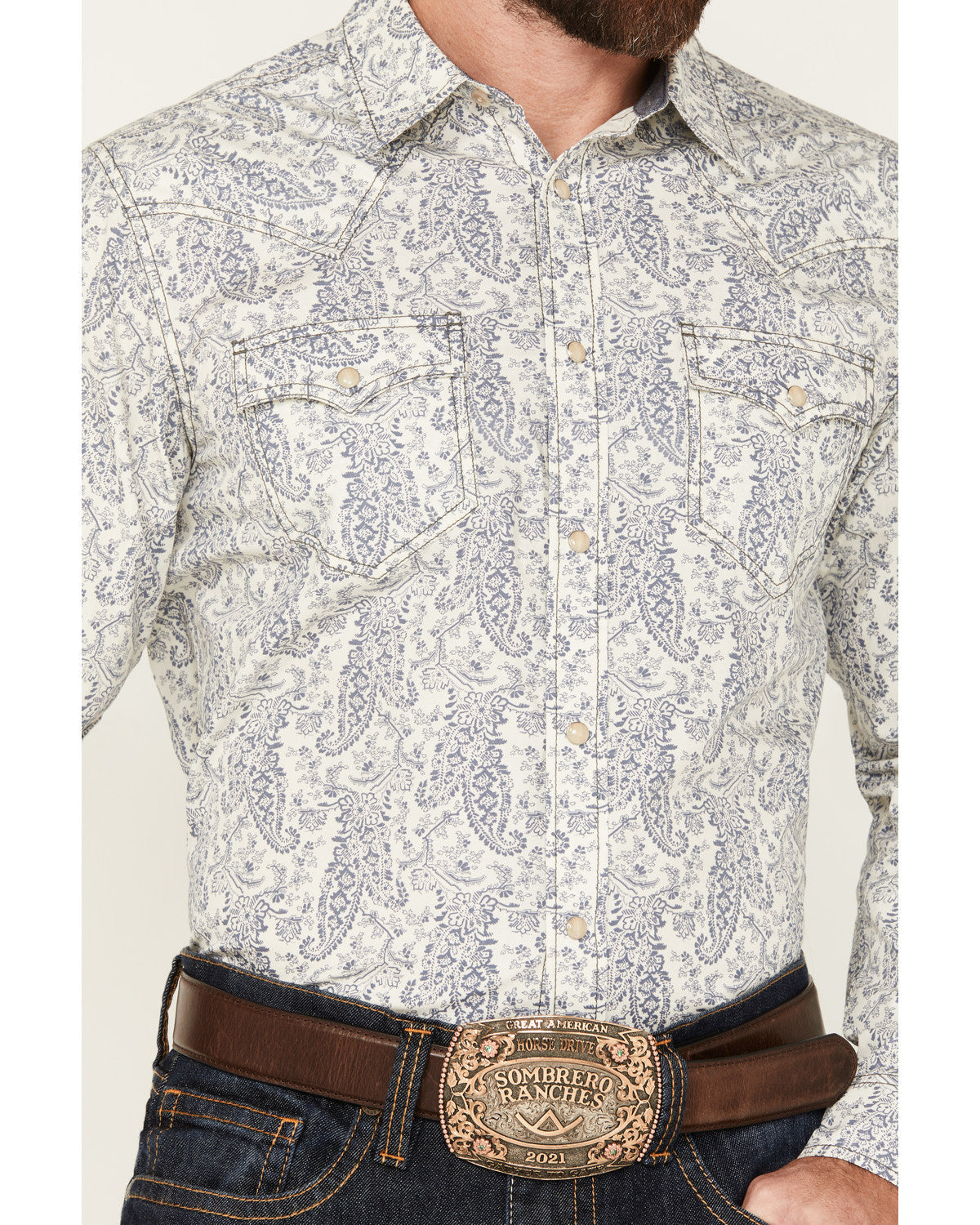 Cody James Men's Dagget Paisley Print Long Sleeve Snap Western Shirt -