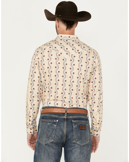 Cody James Men's Floral Striped Print Long Sleeve Snap Western Shirt