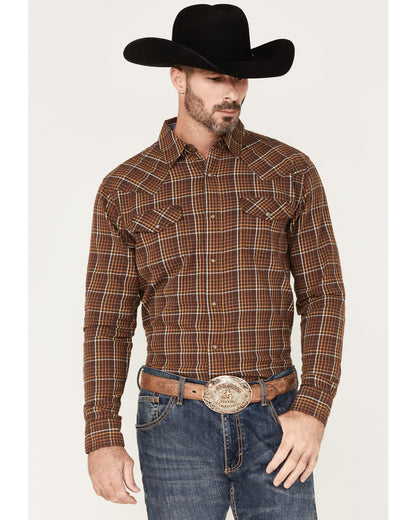 Cody James Men's Rusty Nail Plaid Print Long Sleeve Snap Western Flann
