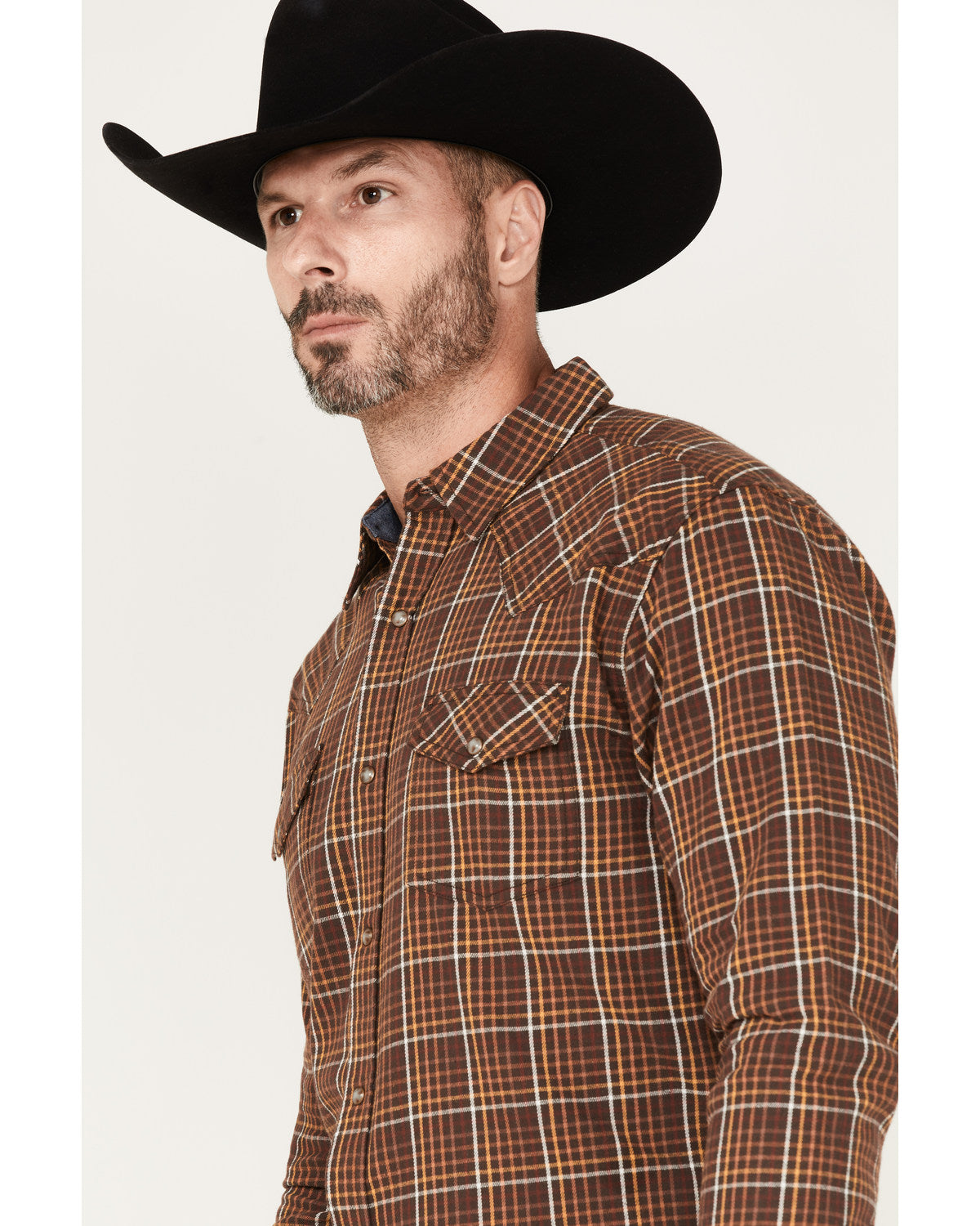 Cody James Men's Rusty Nail Plaid Print Long Sleeve Snap Western Flann
