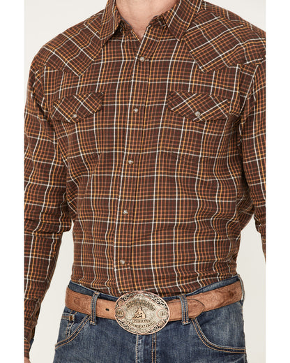 Cody James Men's Rusty Nail Plaid Print Long Sleeve Snap Western Flann