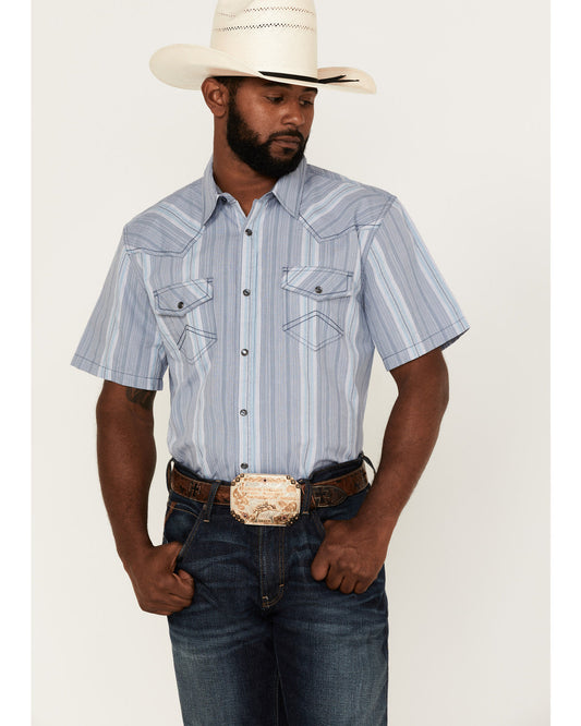 Cody James Men's Springs Vertical Stripe Short Sleeve Snap Western Shi