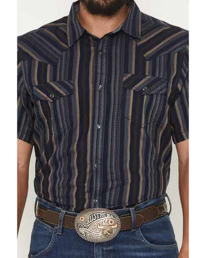 Cody James Men's Highland Rim Striped Print Short Sleeve Snap Western