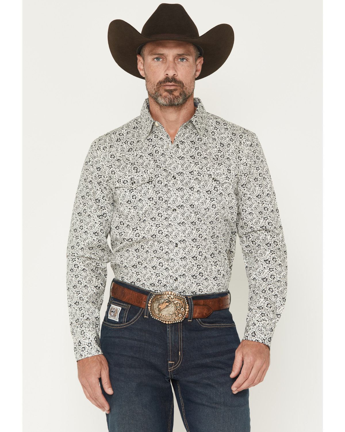 Cody James Men's Sunset Rider Floral Print Long Sleeve Snap Western Sh