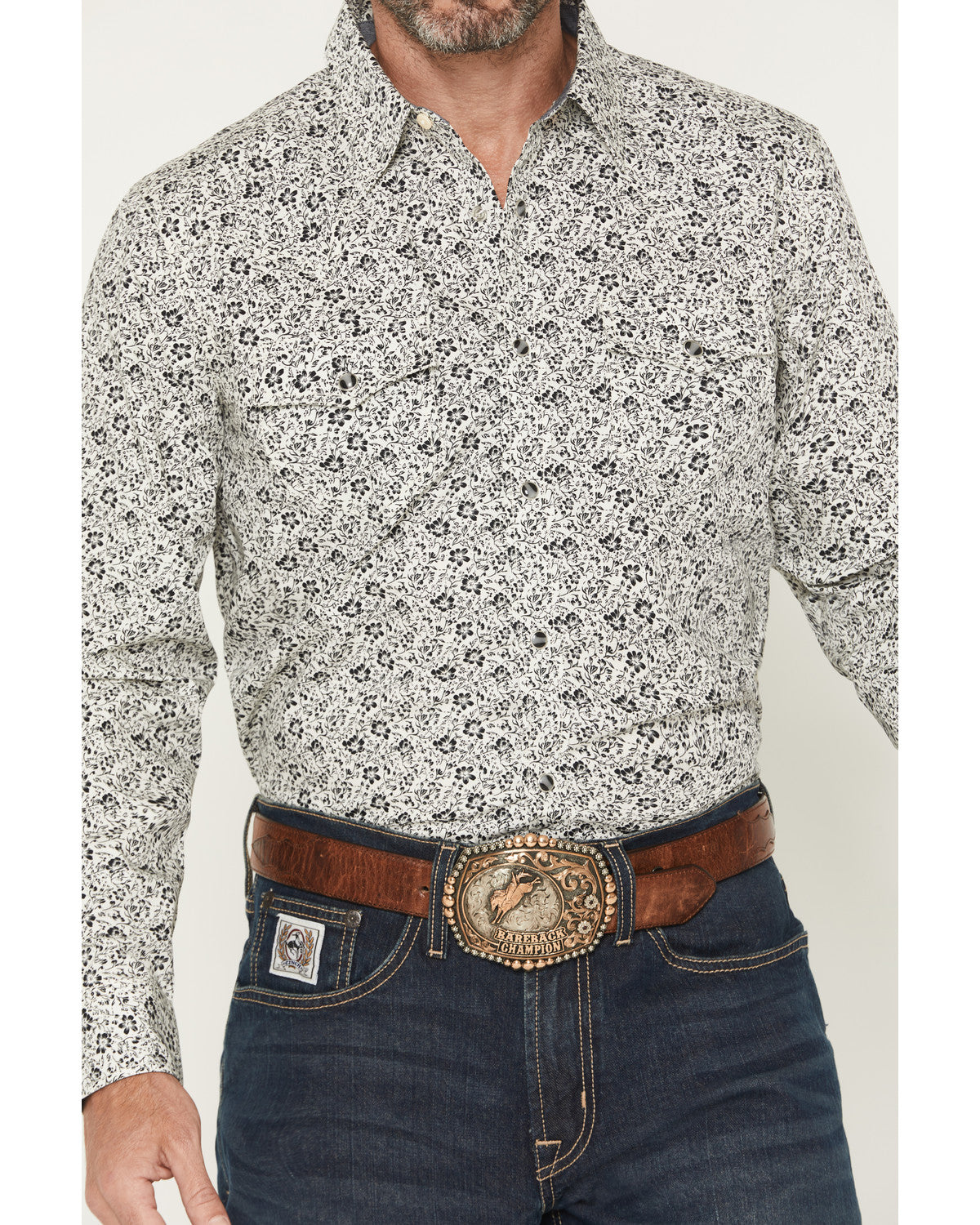 Cody James Men's Sunset Rider Floral Print Long Sleeve Snap Western Sh
