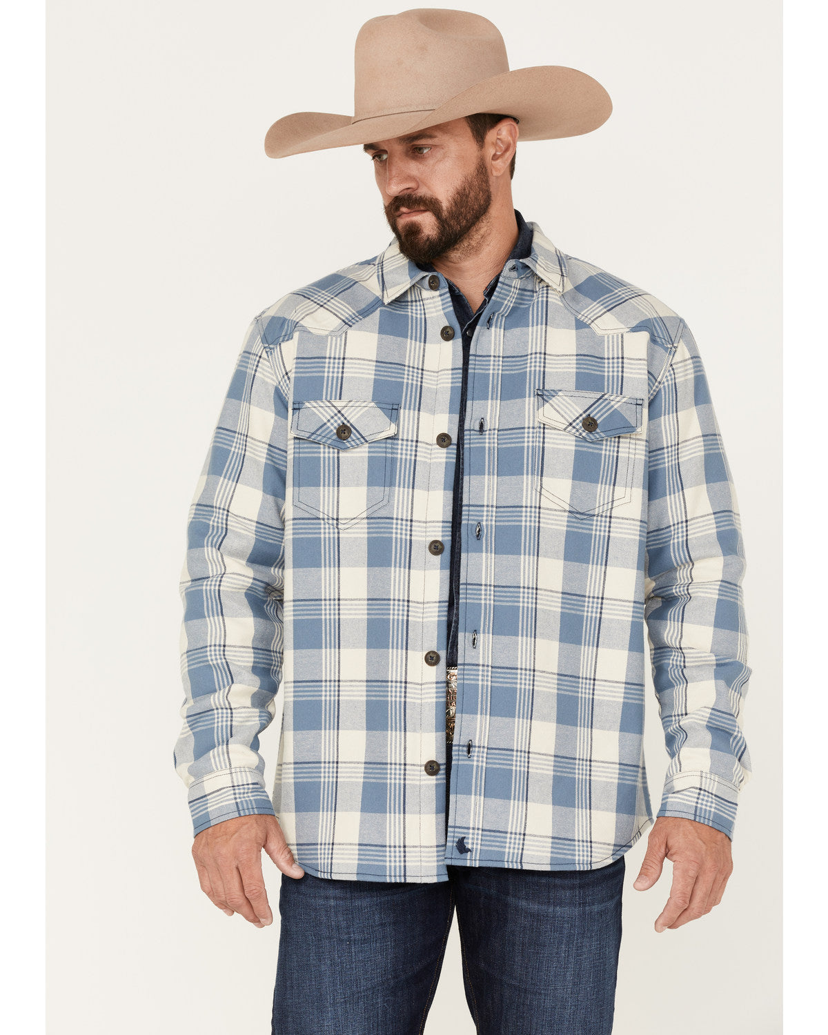 Cody James Men's Oregon Trail Plaid Button-Down Bonded Western Flannel