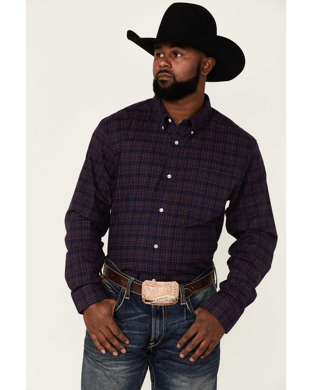 Cody James Core Brutus Dobby Geo Print Long Sleeve Button-Down Western