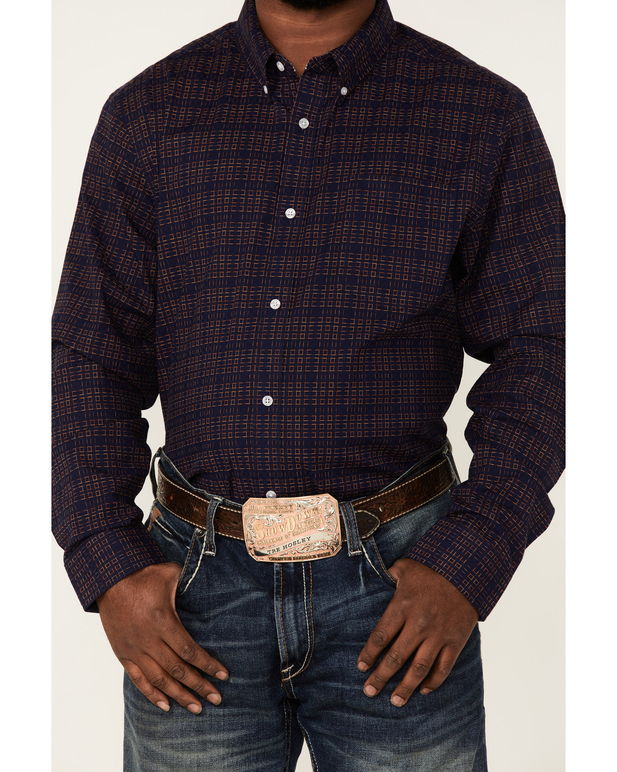 Cody James Core Brutus Dobby Geo Print Long Sleeve Button-Down Western
