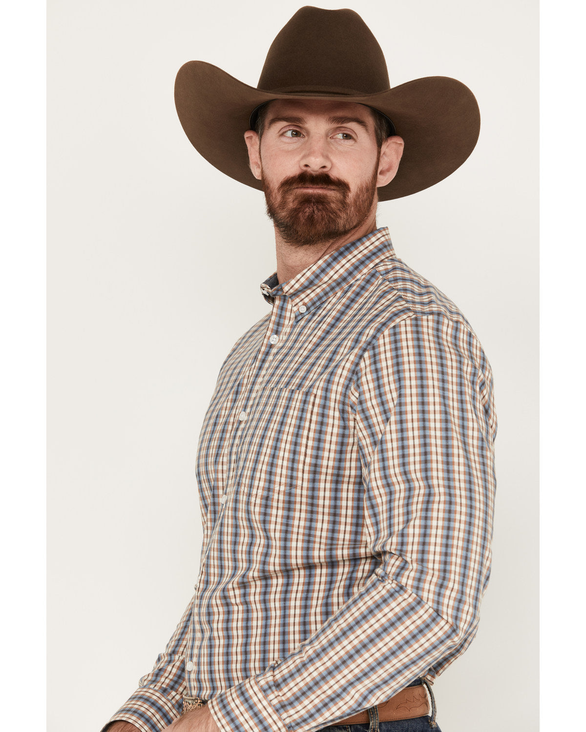Cody James Men's Hayfield Plaid Print Long Sleeve Button-Down Stretch