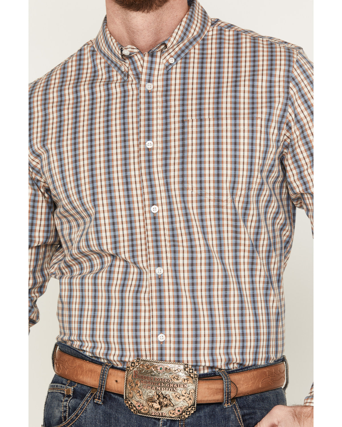 Cody James Men's Hayfield Plaid Print Long Sleeve Button-Down Stretch