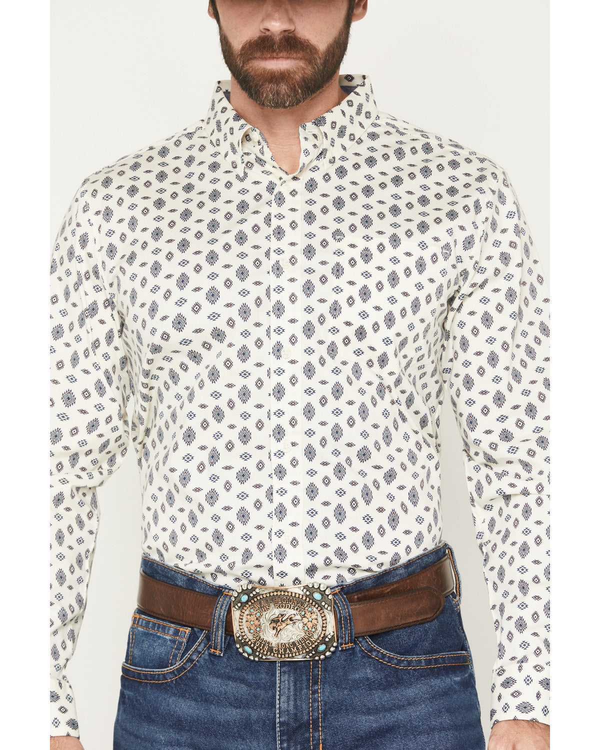 Cody James Men's Horizon View Southwestern Geo Print Long Sleeve Butto