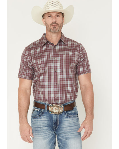 Cody James Men's Cowboy Brew Plaid Print Short Sleeve Button-Down Stre