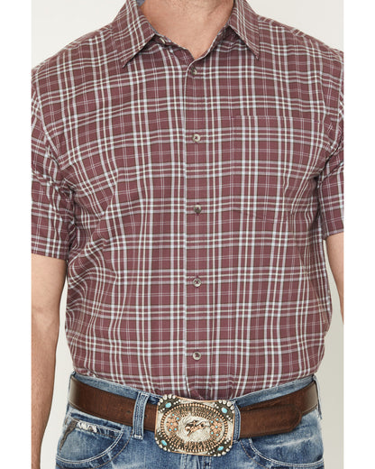 Cody James Men's Cowboy Brew Plaid Print Short Sleeve Button-Down Stre