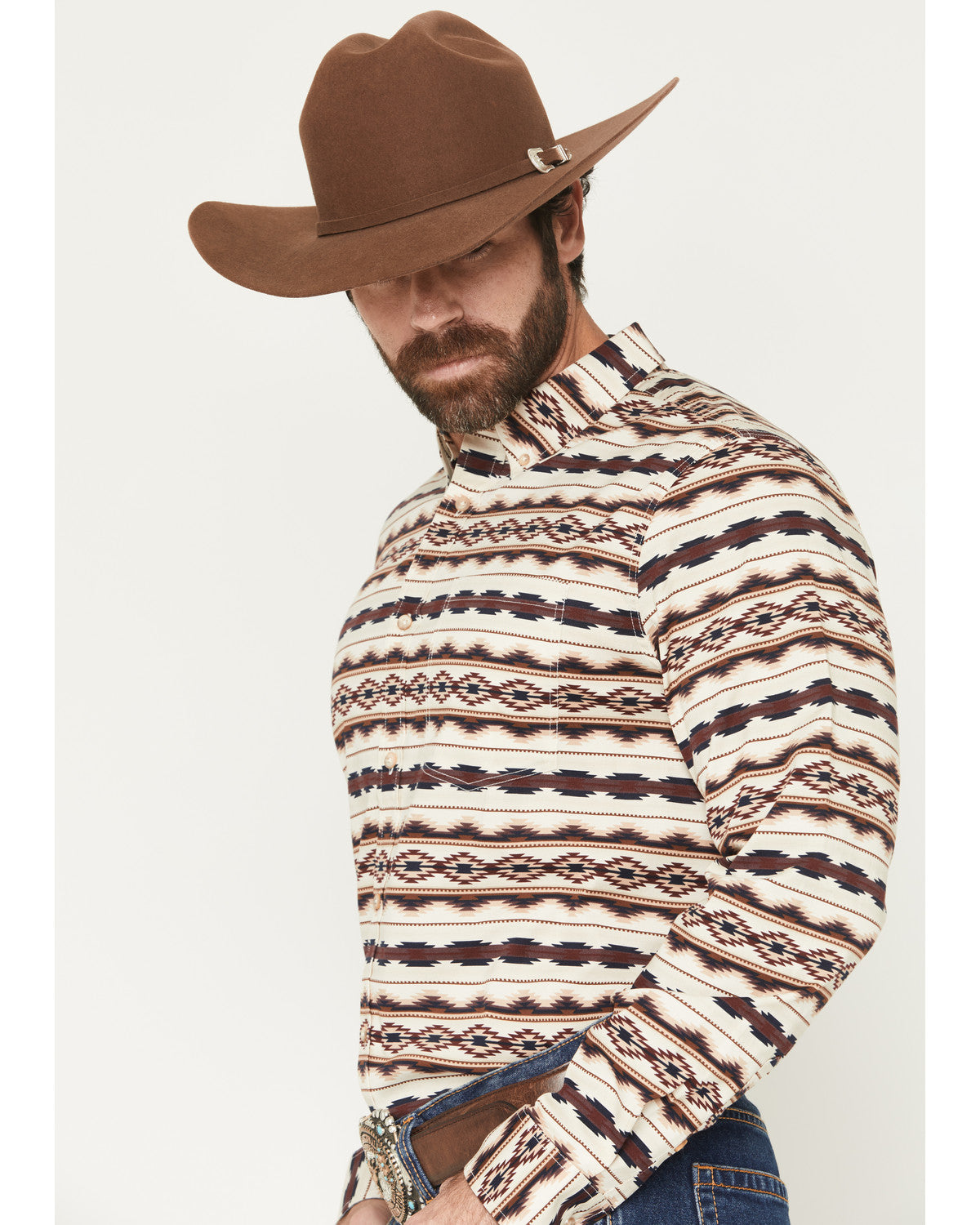 Cody James Men's Maverick Southwestern Print Long Sleeve Button-Down S