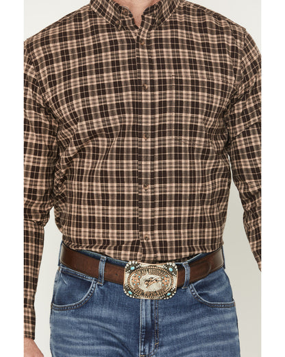 Cody James Men's Whiskey Ranch Plaid Print Long Sleeve Button-Down Str
