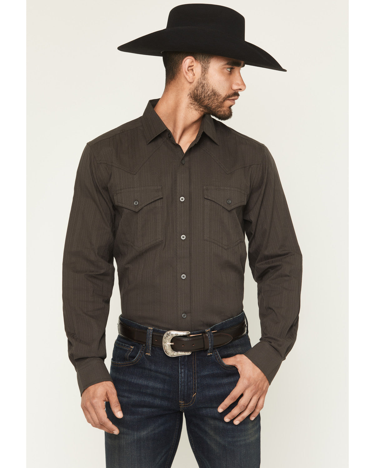 Cody James Black 1978® Men's Cluny Tonal Striped Long Sleeve Button-Do