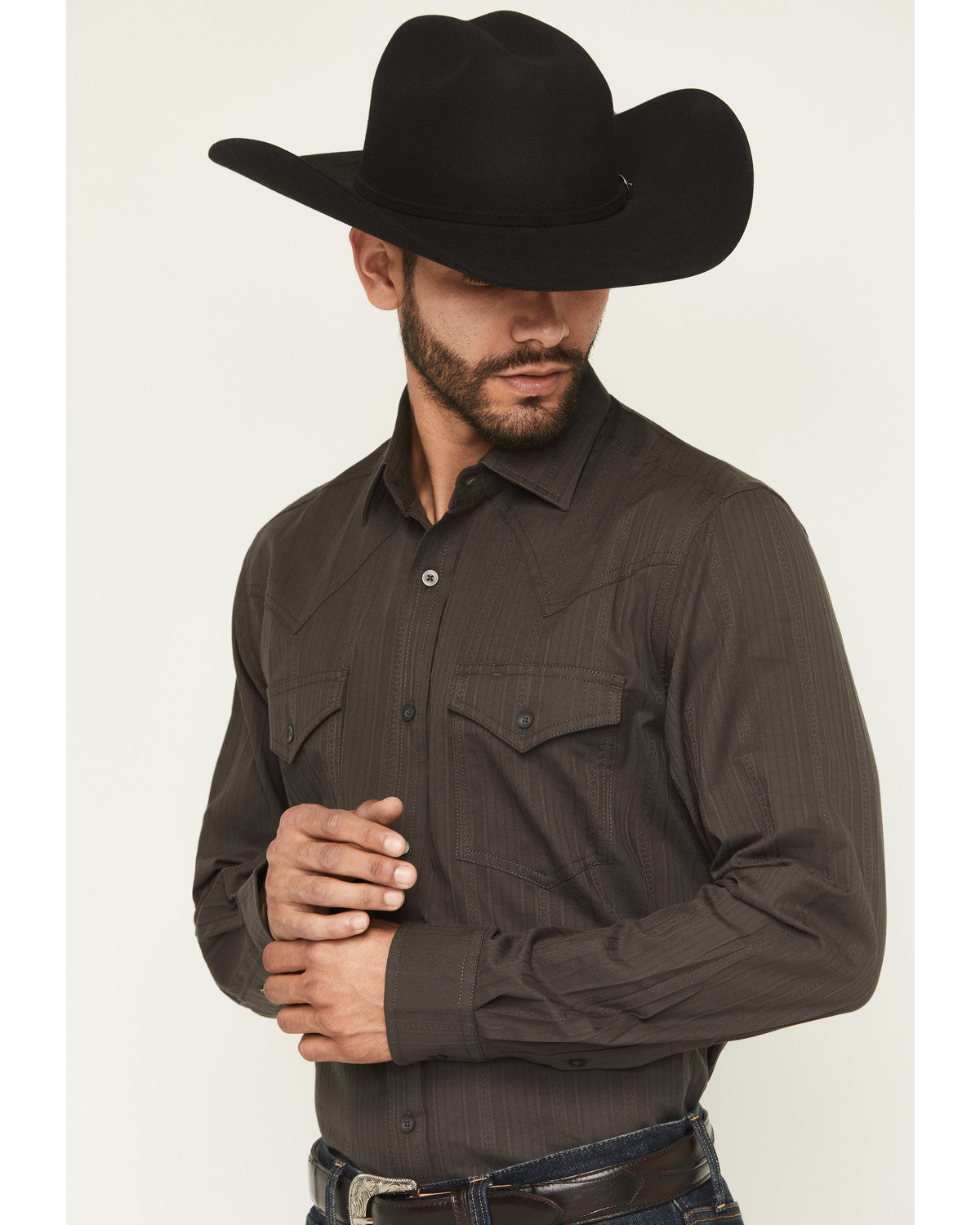 Cody James Black 1978® Men's Cluny Tonal Striped Long Sleeve Button-Do
