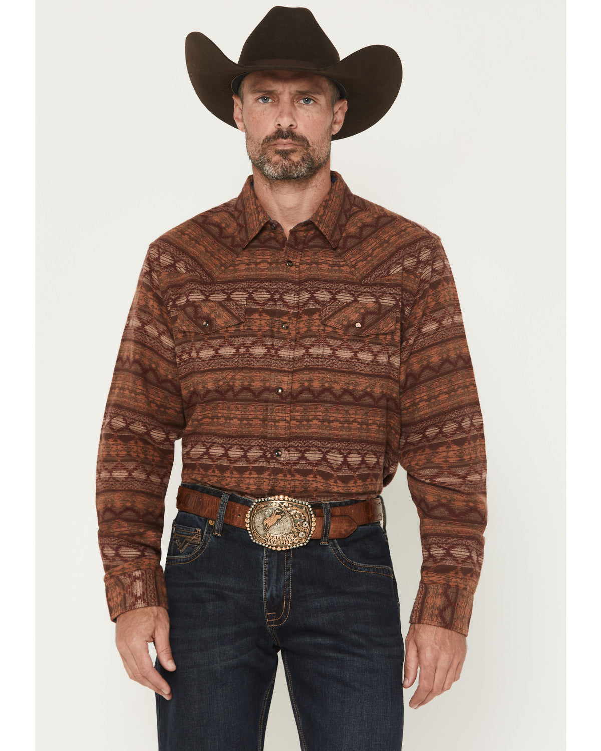 Cody James Men's Red Label Southwestern Print Long Sleeve Snap Flannel