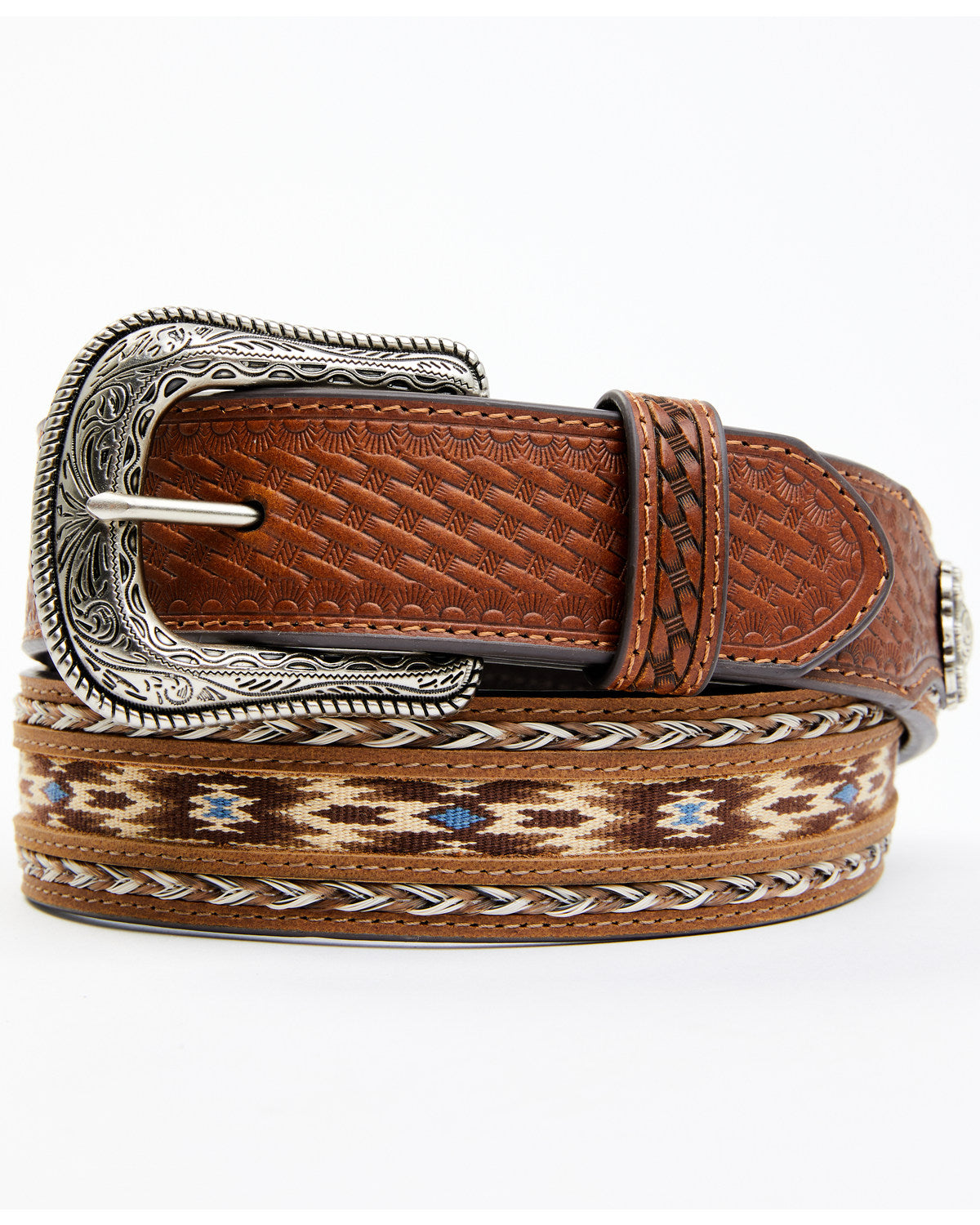 Cody James Men's Southwestern Concho Ribbon Inlay Belt