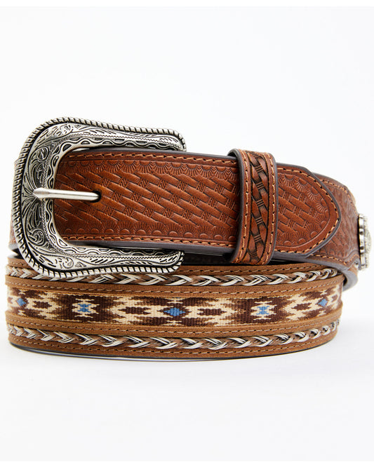 Cody James Men's Southwestern Concho Ribbon Inlay Belt