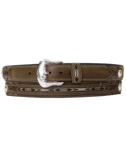 Cody James Men's Ribbon Inlay Leather Belt