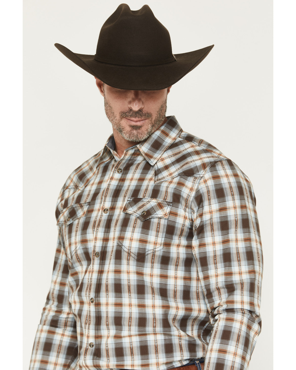 Cody James The American Cowboy Southwestern Plaid Print Long Sleeve Sn