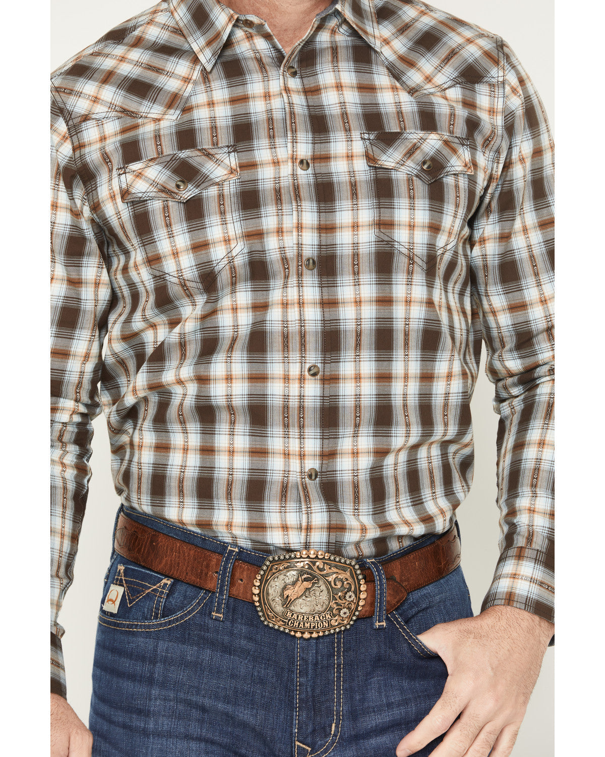 Cody James The American Cowboy Southwestern Plaid Print Long Sleeve Sn