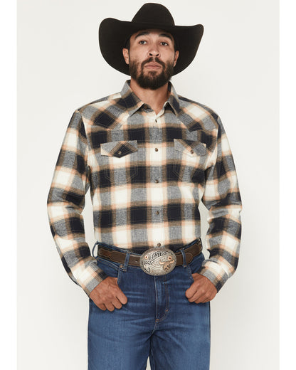 Cody James Men's Bull Rider Plaid Print Long Sleeve Snap Flannel Shirt