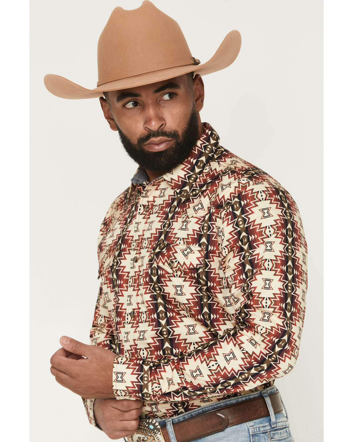 Cody James Men's Thatcher Southwestern Print Long Sleeve Snap Western